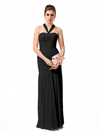 Long Halter Chiffon Bridesmaid Dress with Dropped Waist Melbourne