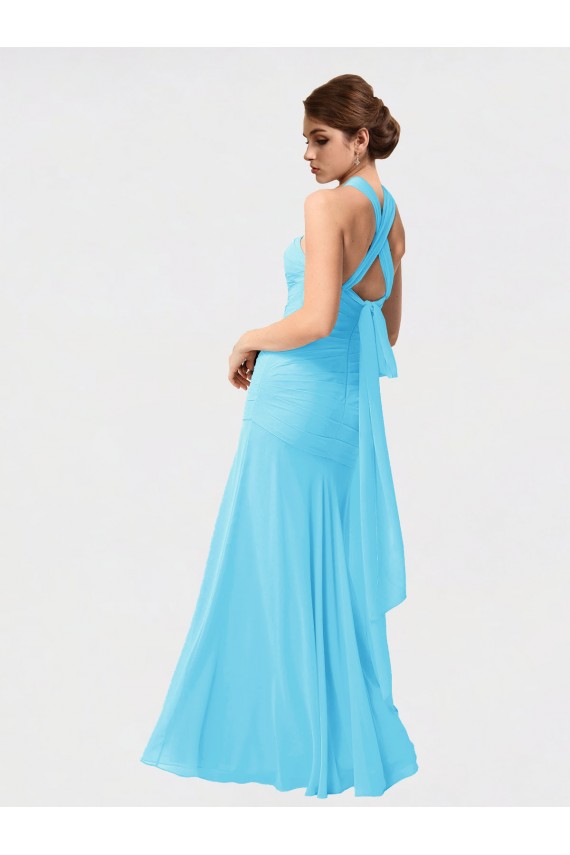 Long Halter Chiffon Bridesmaid Dress with Dropped Waist Melbourne
