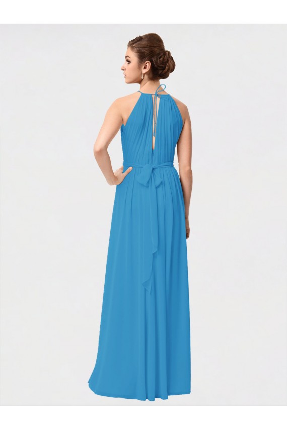 High Low Long Halter Keyhole Chiffon Bridesmaid Dress Melbourne