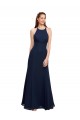 High Halter Fit and Flare Long Chiffon Bridesmaid Dress / Prom Dress with Criss Cross Low Back Melbourne