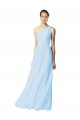 One Shoulder Long Chiffon Bridesmaid Dress with Shirred Bodice and Front Keyhole Melbourne