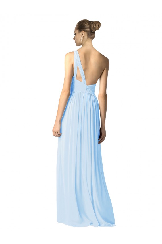 One Shoulder Long Chiffon Bridesmaid Dress with Shirred Bodice and Front Keyhole Melbourne