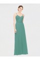 Rouched V-Neckline and Spaghetti Straps Long Chiffon Bridesmaid Dress Melbourne