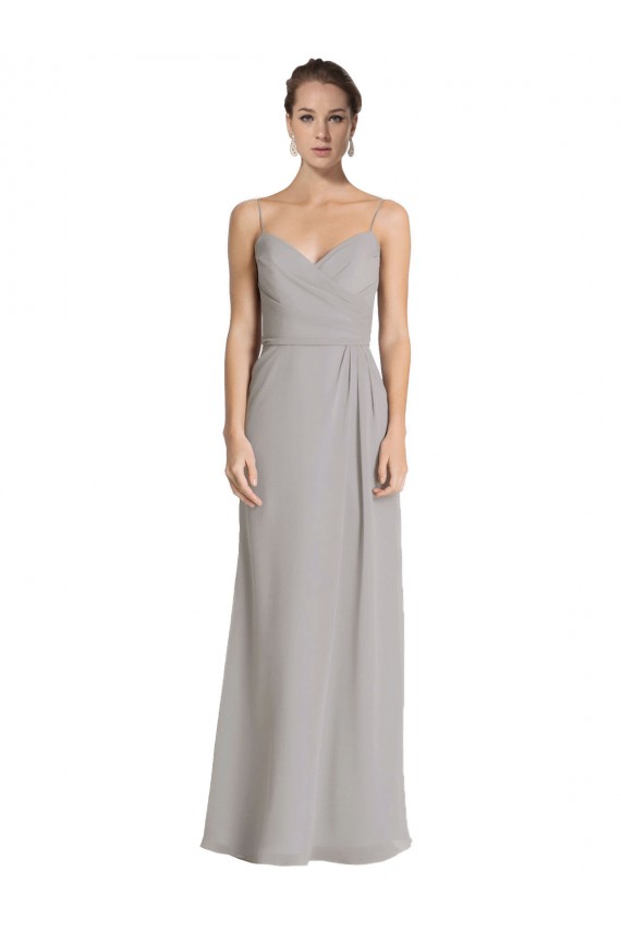 Long Chiffon A-Line Bridesmaid Dress with Criss-Cross Draped Bodice Melbourne