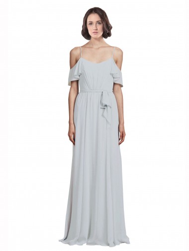 Off the Shoulder Spaghetti Strap Long Chiffon Bridesmaids Dress Melbourne