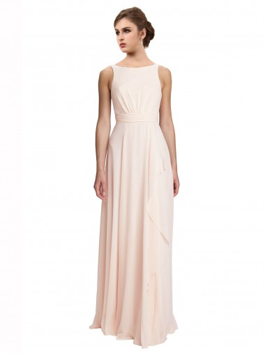 Shop High Neck Chiffon Bridesmaid Dress with Deep V-Back and Cascading Skirt Melbourne