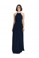 High Neckline Floor Length Chiffon Bridesmaid Dress with Belt Melbourne