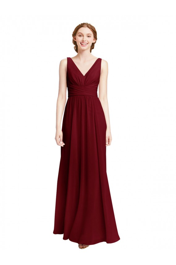 Long Chiffon V-Neck Bridesmaids Dress with Double Strap Melbourne