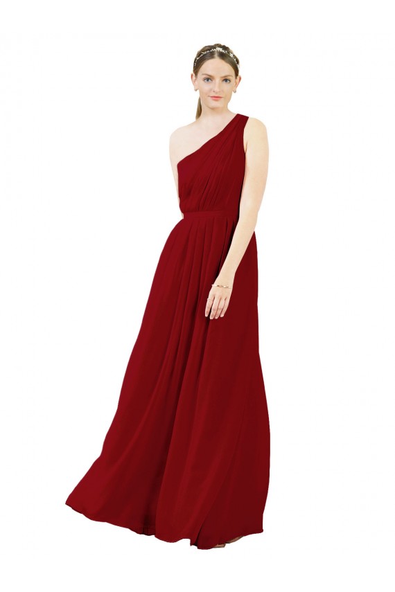 Draped One Shoulder Long Floor Length Chiffon Bridesmaid Dress Melbourne