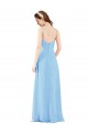 Pleated Low Back Long V-Neck Chiffon Bridesmaid Dress with Thin Straps Melbourne