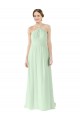Front halter Neckline and Deep Back Long Chiffon Bridesmaid Dress