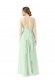 Front halter Neckline and Deep Back Long Chiffon Bridesmaid Dress