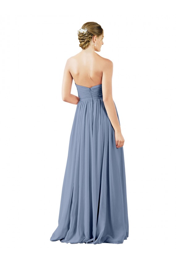Deep Sweetheart Neckline Open Back Long Chiffon Bridesmaid Dress Melbourne