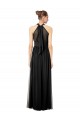 Ruched Long Chiffon Halter Bridesmaid Dress with Tie Back and Tails Melbourne