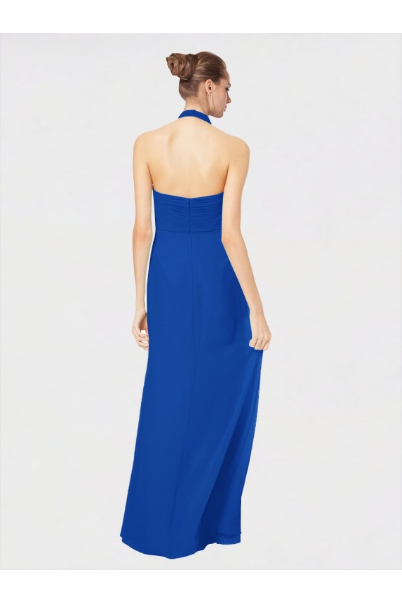 Sleeveless Long Chiffon Empire Gown with Pleated Halter Straps Melbourne