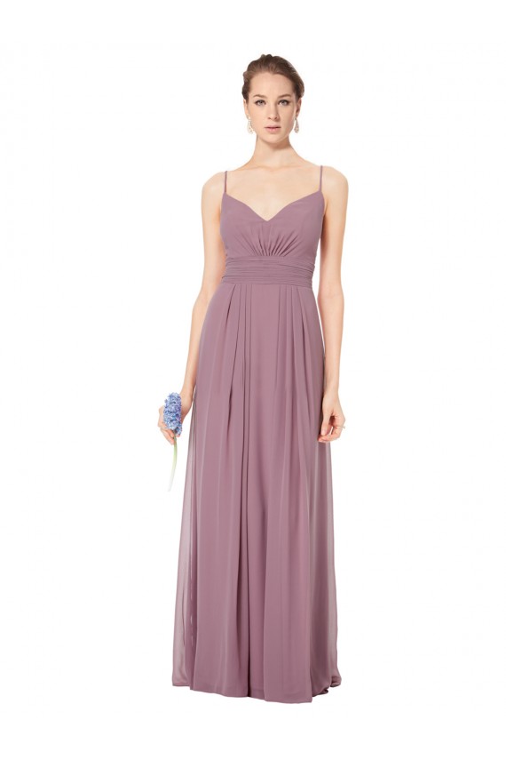 V-Neck Spaghetti Strap Open Back Long Chiffon Bridesmaid Dress Melbourne