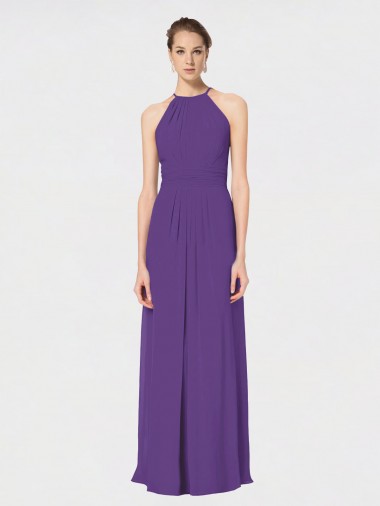 Shop Long Chiffon Spaghetti Strap Halter Bridesmaid Dress Melbourne