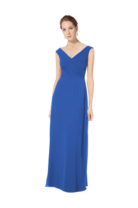 Long Chiffon Strapless Bridesmaid Dress with Wide Front and Back V-Neckline Melbourne