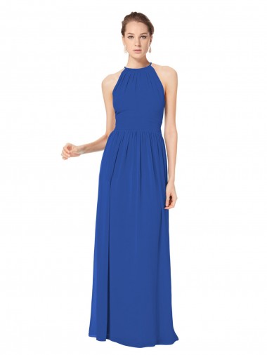 Shop Long Chiffon High-Neck Sleeveless Bridesmaid Dress Melbourne
