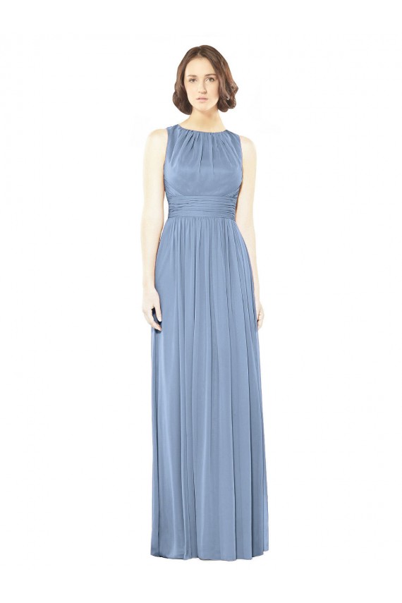 Open Keyhole Back Bateau Neck Chiffon Bridesmaid Dress Melbourne
