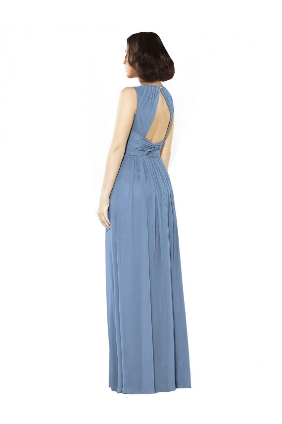 Open Keyhole Back Bateau Neck Chiffon Bridesmaid Dress Melbourne