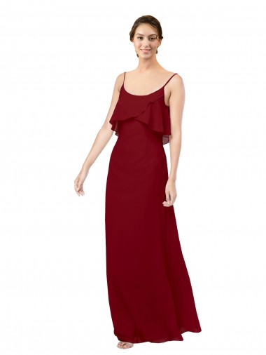 Shop Scoop Neck Chiffon Bridesmaid Dress with Spaghetti Straps and Low Back Melbourne