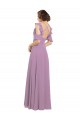 Long Chiffon Bridesmaids Dress with Flounced Sleeve Detail and Criss Cross Back Melbourne