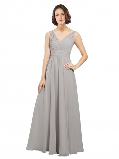Shop Twist Shouder Full Chiffon Bridesmaids Dress with V-Neckline and V-Back Melbourne