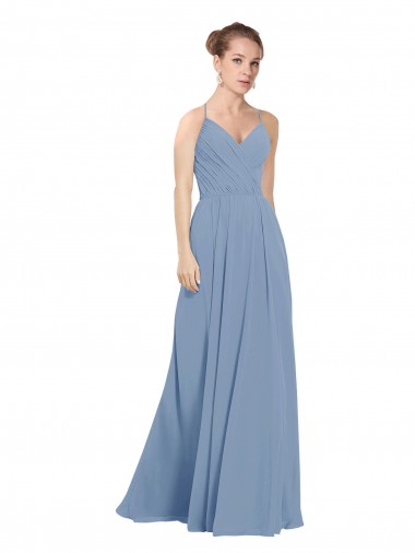 Shop Chiffon Bridesmaids Dress with Draped V-Neck Bodice and Keyhole Back Melbourne
