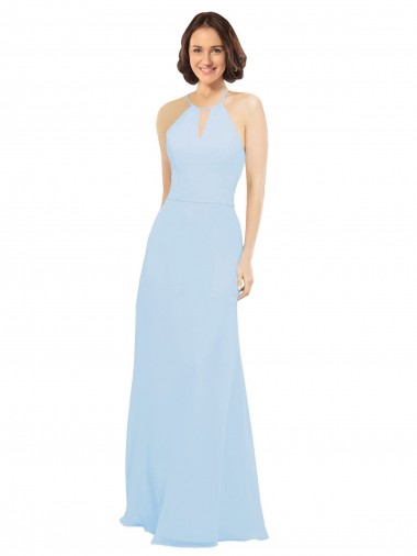 Shop Floor Length Chiffon Bridesmaids Dress with Front Keyhole Neckline Melbourne