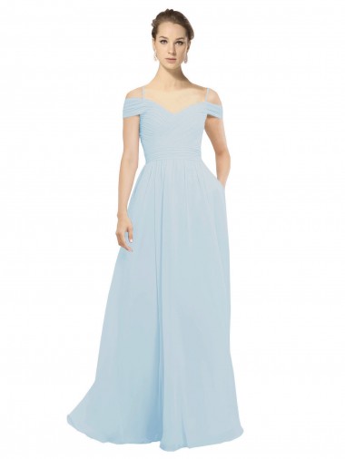 Chiffon Bridesmaids Dress with Off the Shoulder Draped Neckline Melbourne