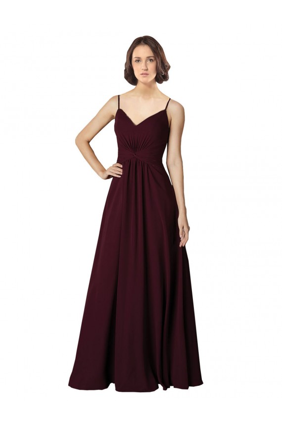 V-Neck Chiffon Bridesmaid Dress with Twist Front Bodice