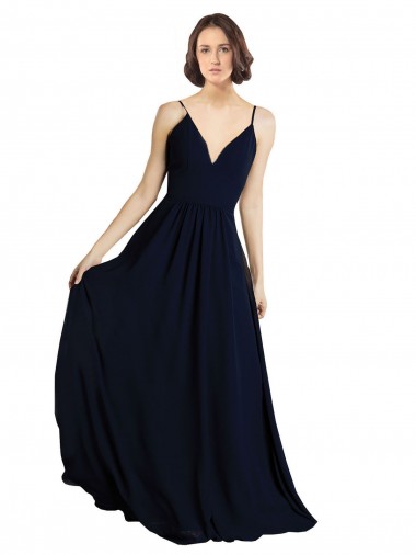 Shop Simple Chiffon Bridesmaid Dress with Deep V-Neckline Melbourne