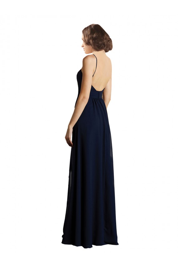 Simple Chiffon Bridesmaid Dress with Deep V-Neckline