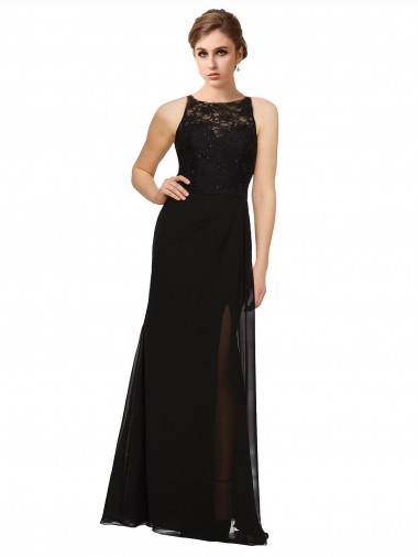 Sheath Beaded and Embroidered Bridesmaids Dress with Lace Bodice and Chiffon Skirt Melbourne