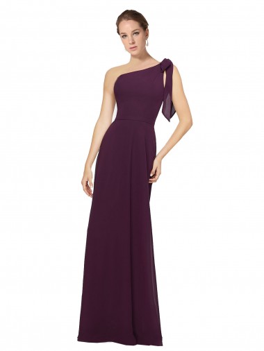 Shop One Shoulder Chiffon Bridesmaids Dress with Shoulder Bow Melbourne