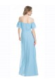 Spaghetti Straps Long Chiffon Off-The-Shoulder Bridesmaid Dress with Double Flounce Sleeves Melbourne