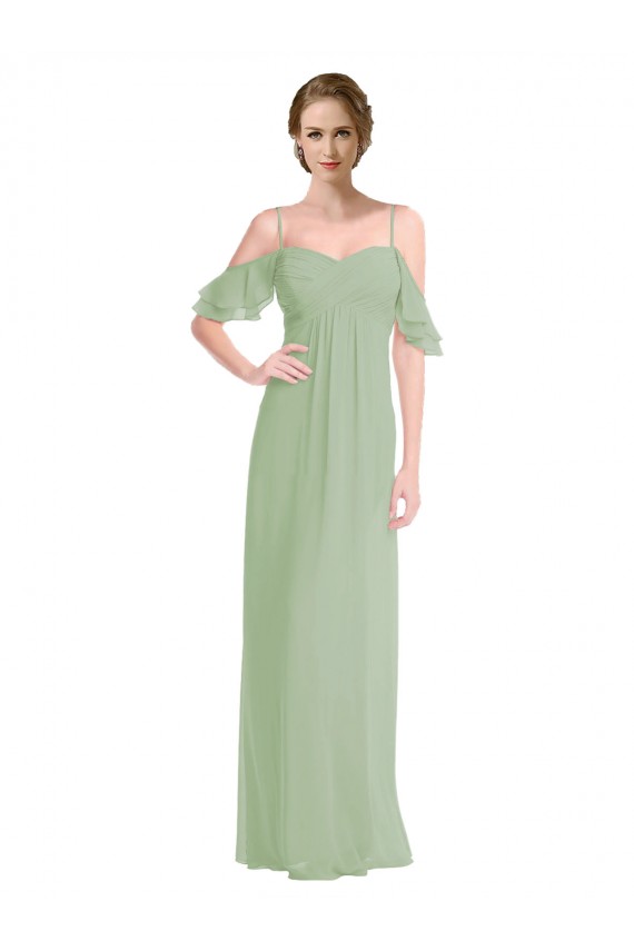 Long Chiffon Off-The-Shoulder Bridesmaid Dress with Double Flounce Sleeves Melbourne