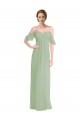 Long Chiffon Off-The-Shoulder Bridesmaid Dress with Double Flounce Sleeves Melbourne