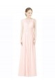 Long Chiffon Sleeveless Bridesmaid Dress with Sheer Illusion Top and V-Back Melbourne