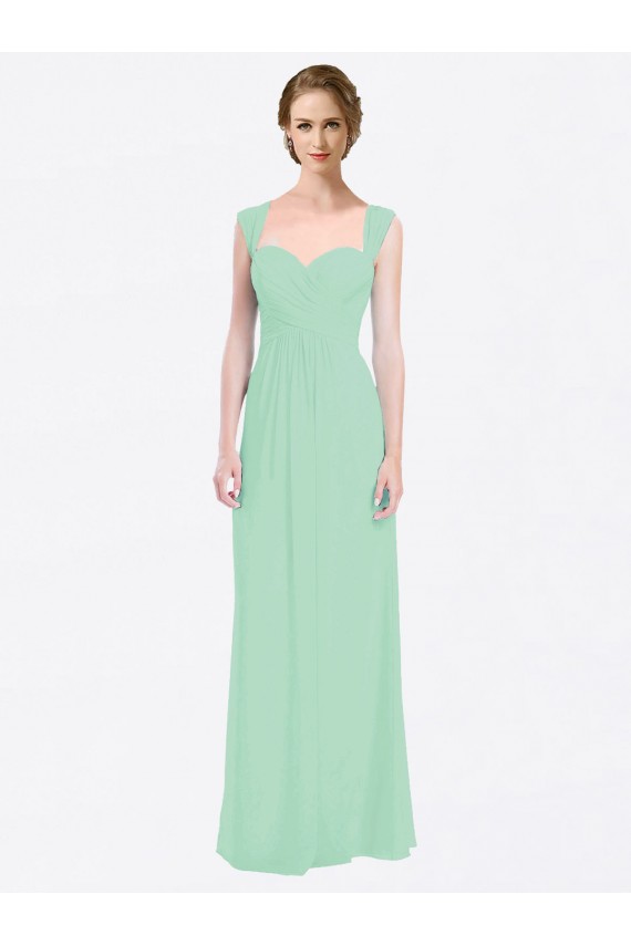 Long Chiffon Bridesmaid Dress with a Sweetheart Neckline and Pleated Shoulder Straps Melbourne