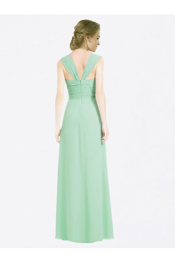 Long Chiffon Bridesmaid Dress with a Sweetheart Neckline and Pleated Shoulder Straps Melbourne