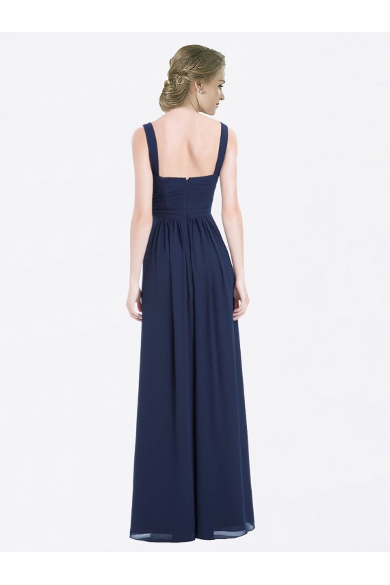 Long Chiffon V-Neck Sleeveless Bridesmaid Dress with Criss-Cross Pleated Bodice Melbourne