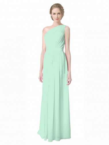 Shop One Shoulder Chiffon Bridesmaid Dress with Asymmetrical Ruched Bodice Melbourne