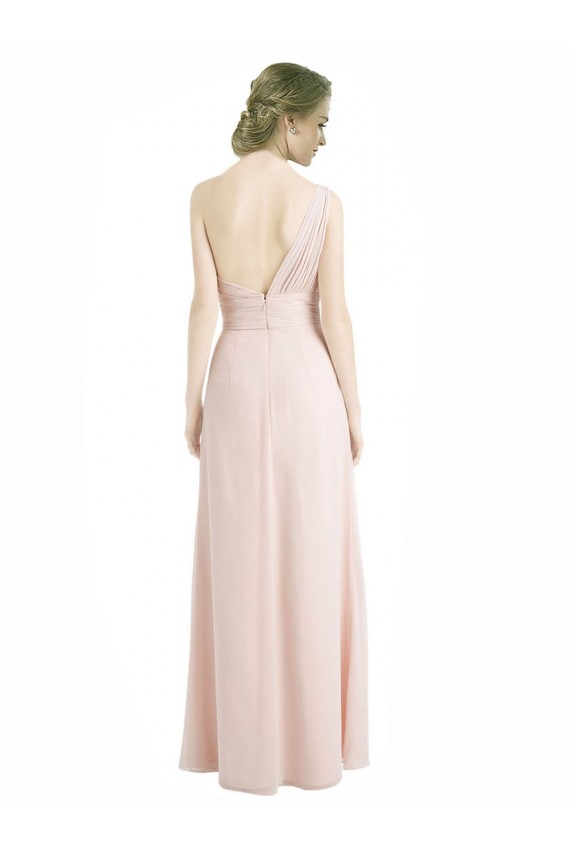 Full Length Chiffon Bridesmaid Dress with One Wide Shoulder Strap