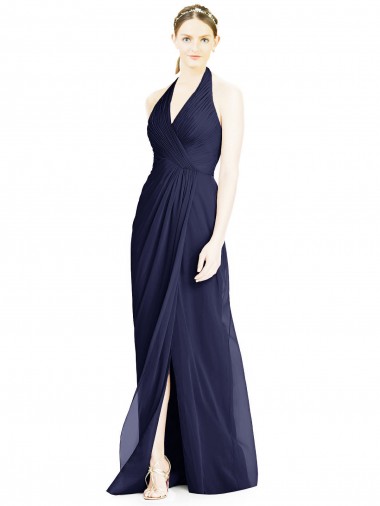 V-Neck Halter Chiffon Bridesmaid Dress with Side Front Slit Melbourne