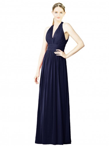 V-Neck Halter Long Open Back Chiffon Bridesmaid Dress Melbourne