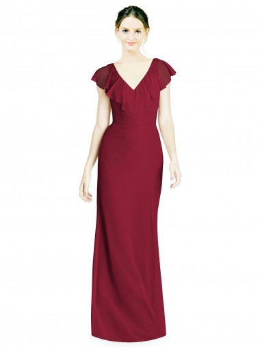 Shop V-Neck V-Back Long Chiffon Bridesmaid Dress Melbourne