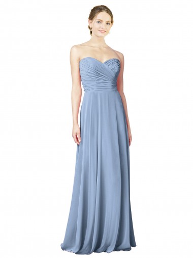 Shop Draped Strapless Sweetheart Full Length Chiffon Bridesmaid Dress Melbourne