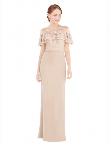 Shop Off the Shoulder Sleeves Sheath Chiffon Bridesmaid Dress / Prom Dress Melbourne